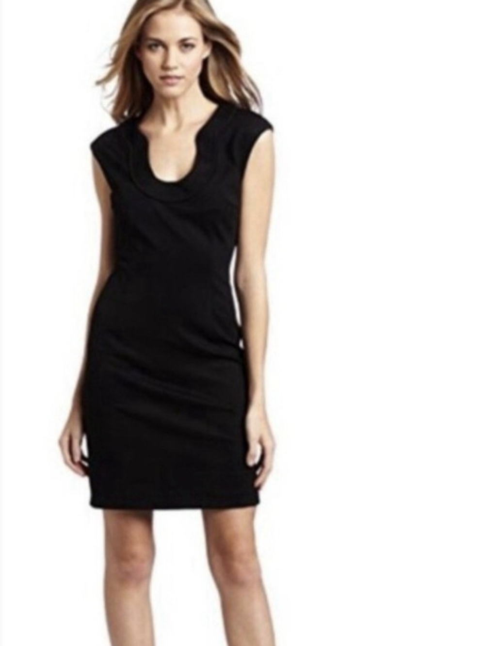 TRINA TURK Black Fong Ponte  Cap Sleeve Sheath Dress